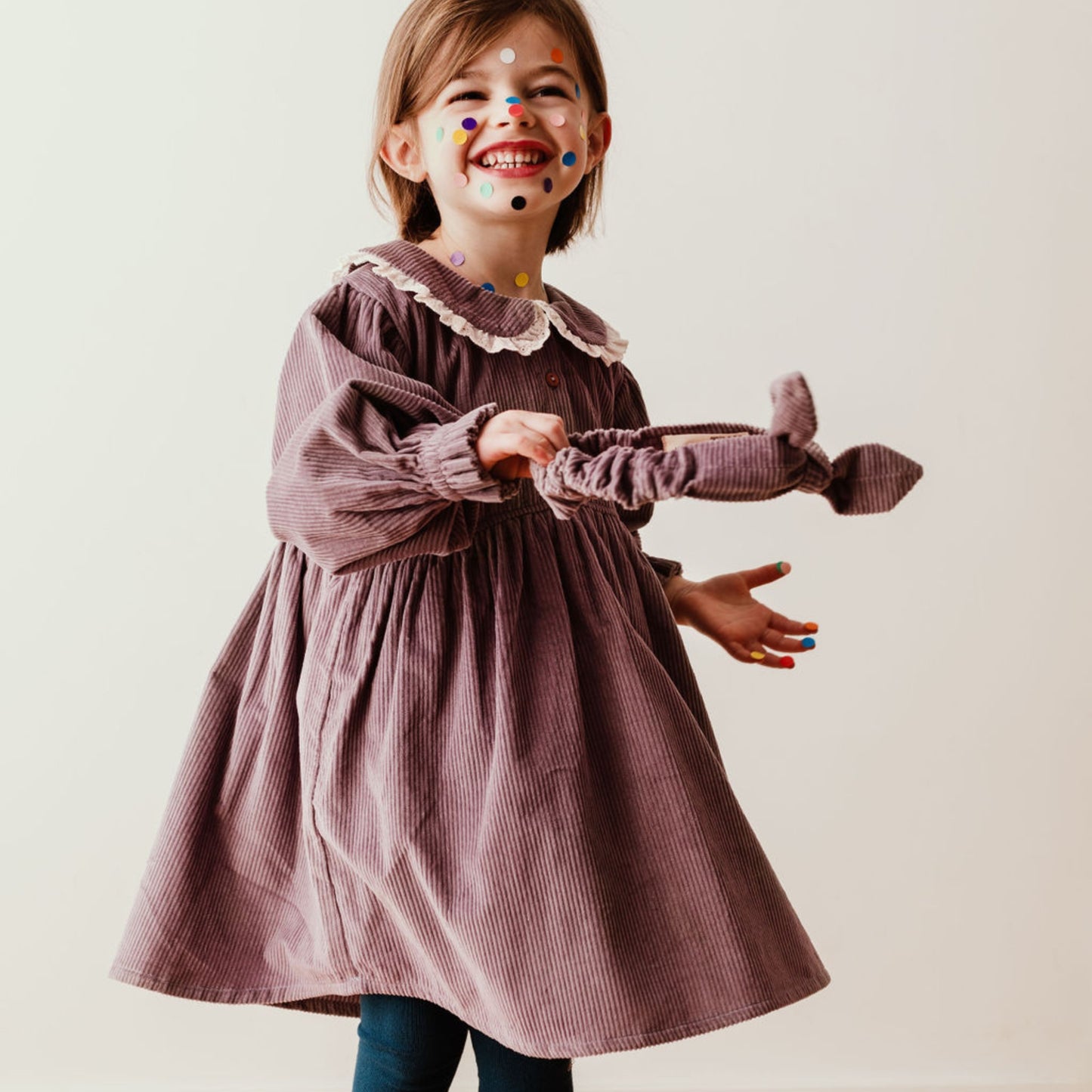 Les Petites Choses 純棉燈芯絨法式洋裝 - Mauve 4Y & 6Y