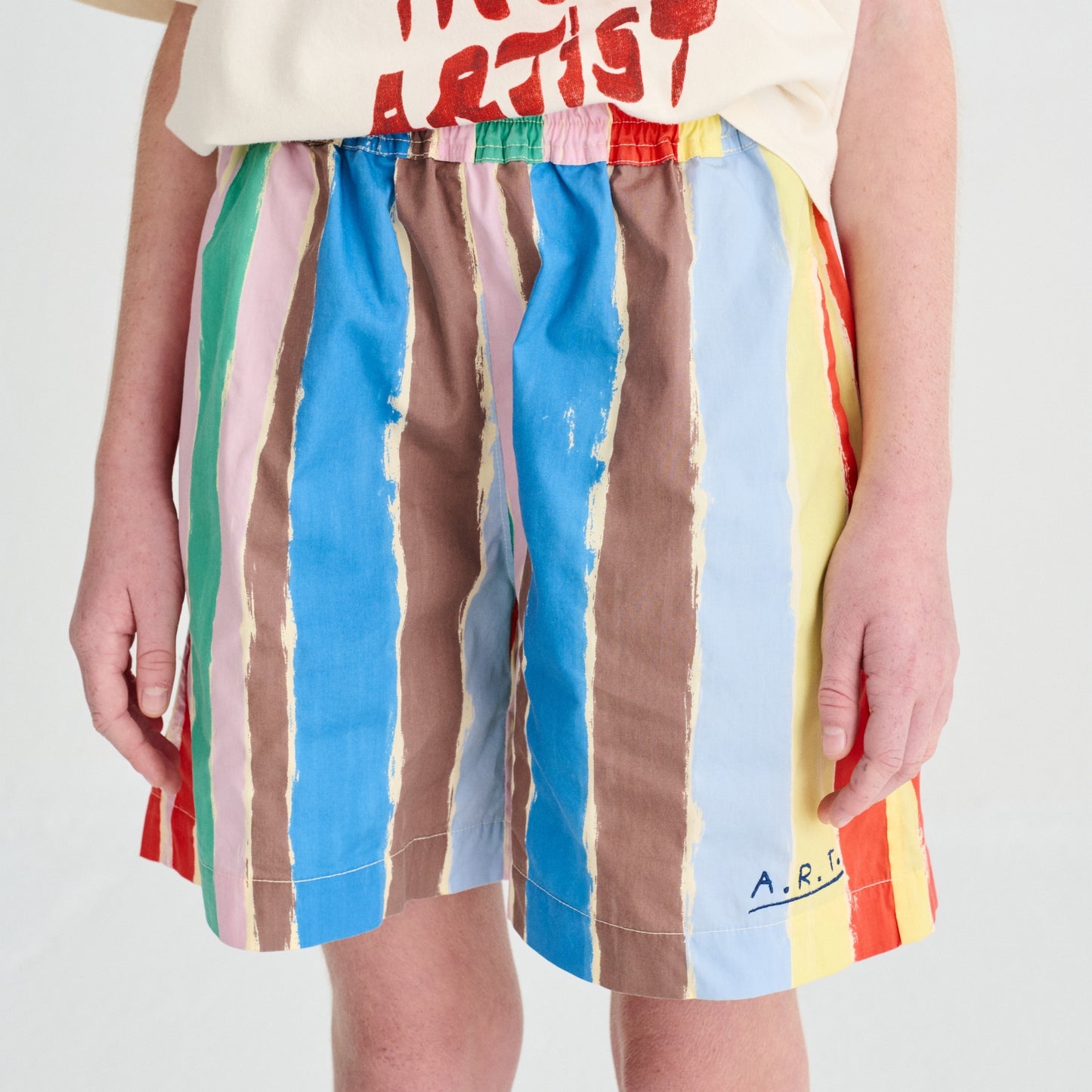 True Artist 100%有機棉彩色條紋 Strokes 短褲 ❘ 現貨尺寸: 4Y~9Y