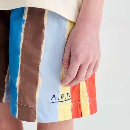 True Artist 100%有機棉彩色條紋 Strokes 短褲 ❘ 現貨尺寸: 4Y~9Y