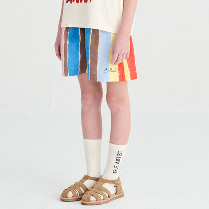 True Artist 100%有機棉彩色條紋 Strokes 短褲 ❘ 現貨尺寸: 4Y~9Y