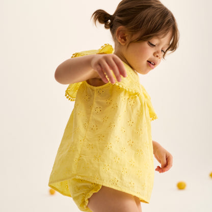 Cozmo 100%純棉刺繡小洋裝/長上衣 -yellow ❘ 現貨尺寸: 12M & 24M