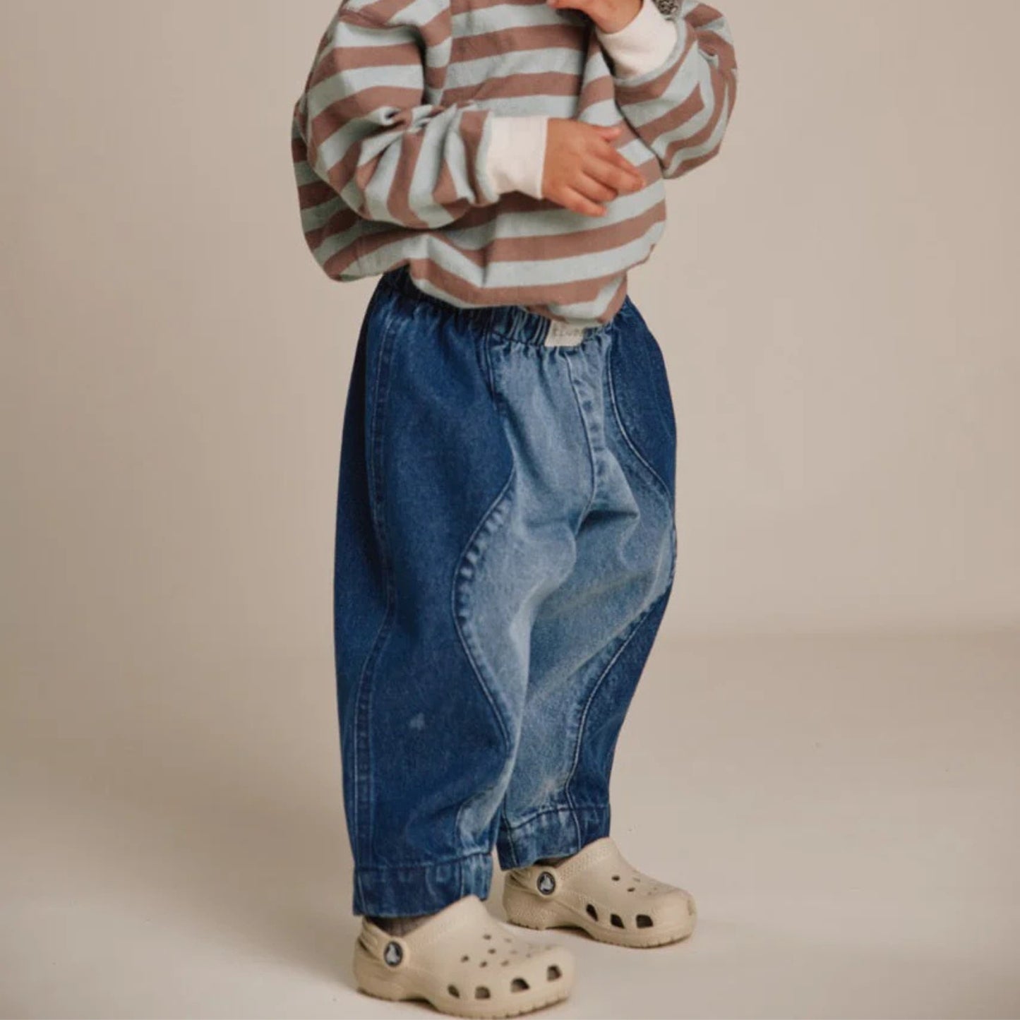 Claude&Co. 100%有機棉 Emerson 波浪拼接有機棉丹寧氣球長褲  ❘ 現貨尺寸: 2Y~6Y