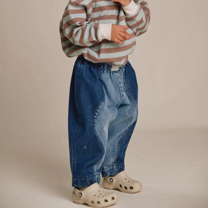 Claude&Co. 100%有機棉 Emerson 波浪拼接有機棉丹寧氣球長褲  ❘ 現貨尺寸: 2Y~6Y