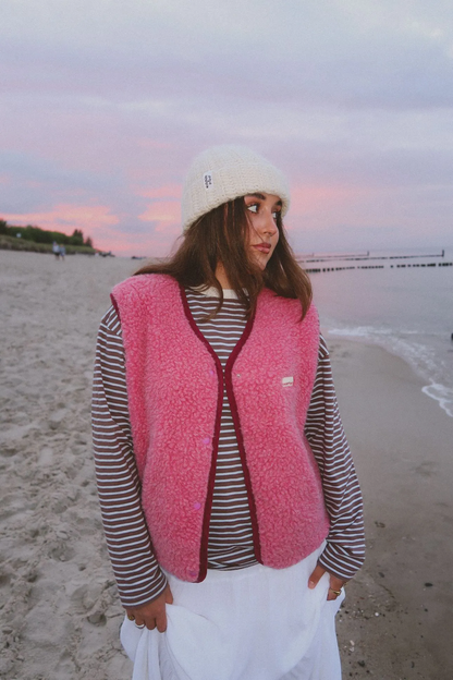 (預購) Happymess 100%美麗諾羊毛背心外套 - adult in Pink (XS~XL)