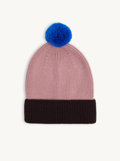 (預購) Happymess 100%美麗諾羊毛針織帽 -mauve & brown  (1Y~6Y+)