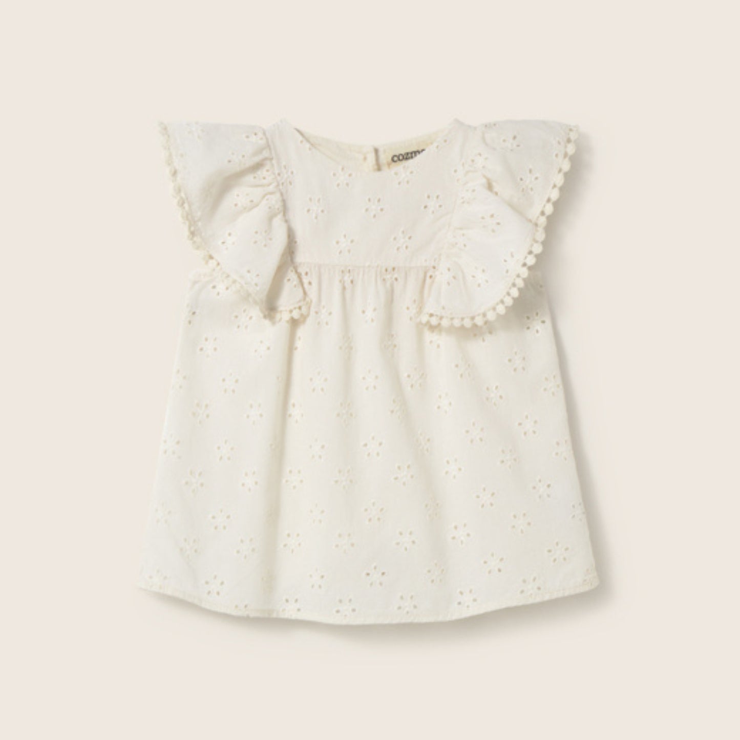 Cozmo 100%純棉刺繡小洋裝/長上衣 -ivory ❘ 現貨尺寸: 12M & 24M