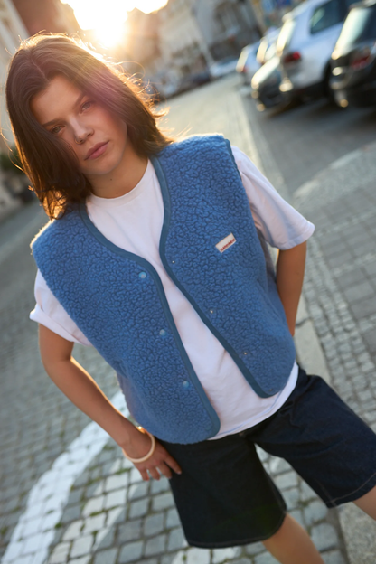 (預購) Happymess 100%美麗諾羊毛背心外套 - adult in ice blue  (XS~XL)