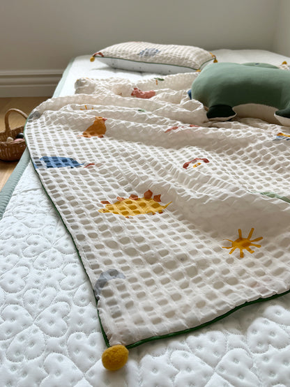 (預購商品) Creme enfant 100% 莫代爾防黏身漣漪波浪紋 水洗雙面雙層薄被 -Denver 單人被(S)