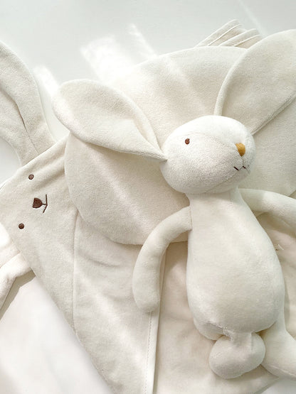 (預購商品) Creme enfant 小兔Lila 連帽有機棉多功能萬用毯 / 浴巾 共4色: Ivory /  Pink / Blue / Yellow