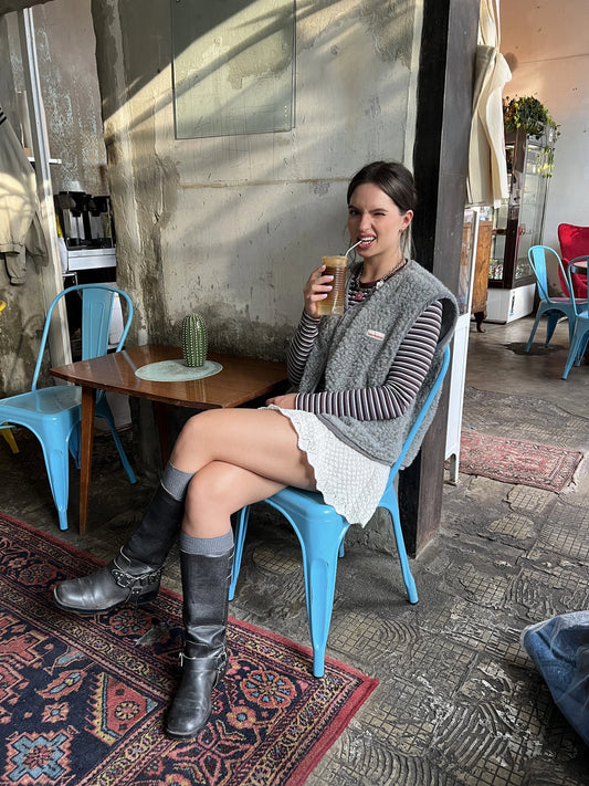 (預購) Happymess 100%美麗諾羊毛背心外套 - adult in stone grey  (XS~XL)