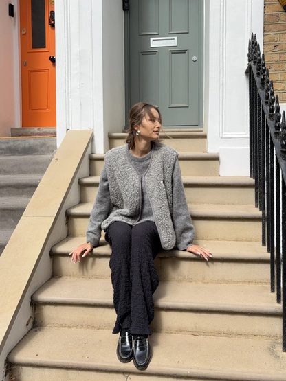 (預購) Happymess 100%美麗諾羊毛背心外套 - adult in stone grey  (XS~XL)