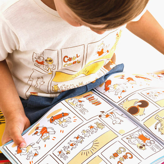 Les Petites Choses 100% 有機棉 TOM 經典短袖 格子插畫 T-shirt ❘ 現貨尺寸: 12M~3Y