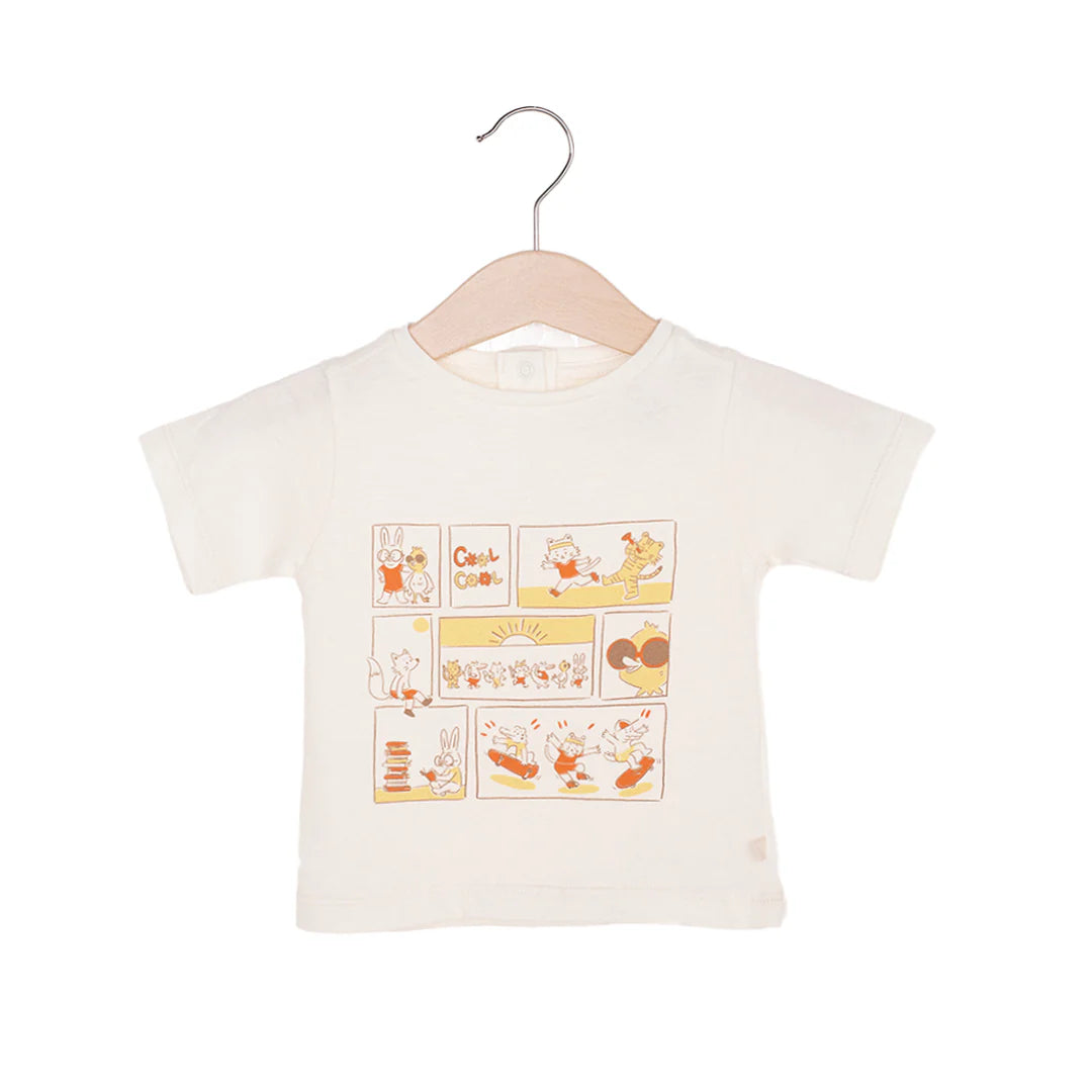 Les Petites Choses 100% 有機棉 TOM 經典短袖 格子插畫 T-shirt ❘ 現貨尺寸: 12M~3Y