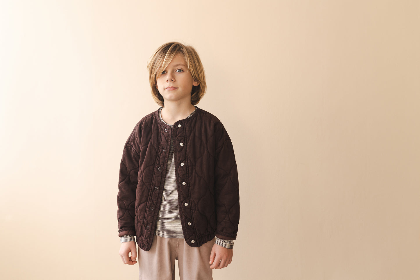 Phil&Phae 有機棉天絲混紡衍縫外套 Quilted Jacket- 深棕 (3Y~6Y)