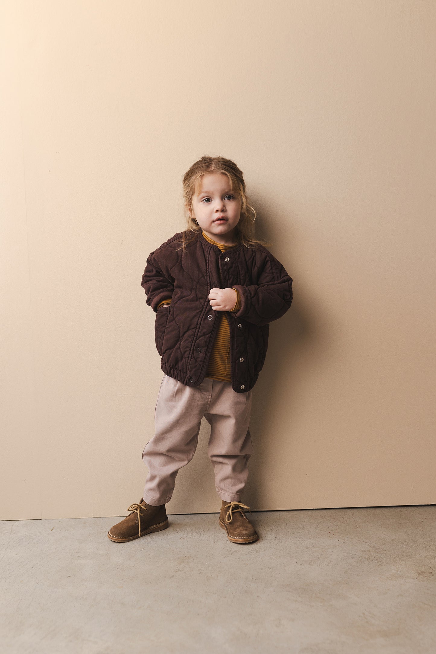 Phil&Phae 有機棉天絲混紡衍縫外套 Quilted Jacket- 深棕 (3Y~6Y)