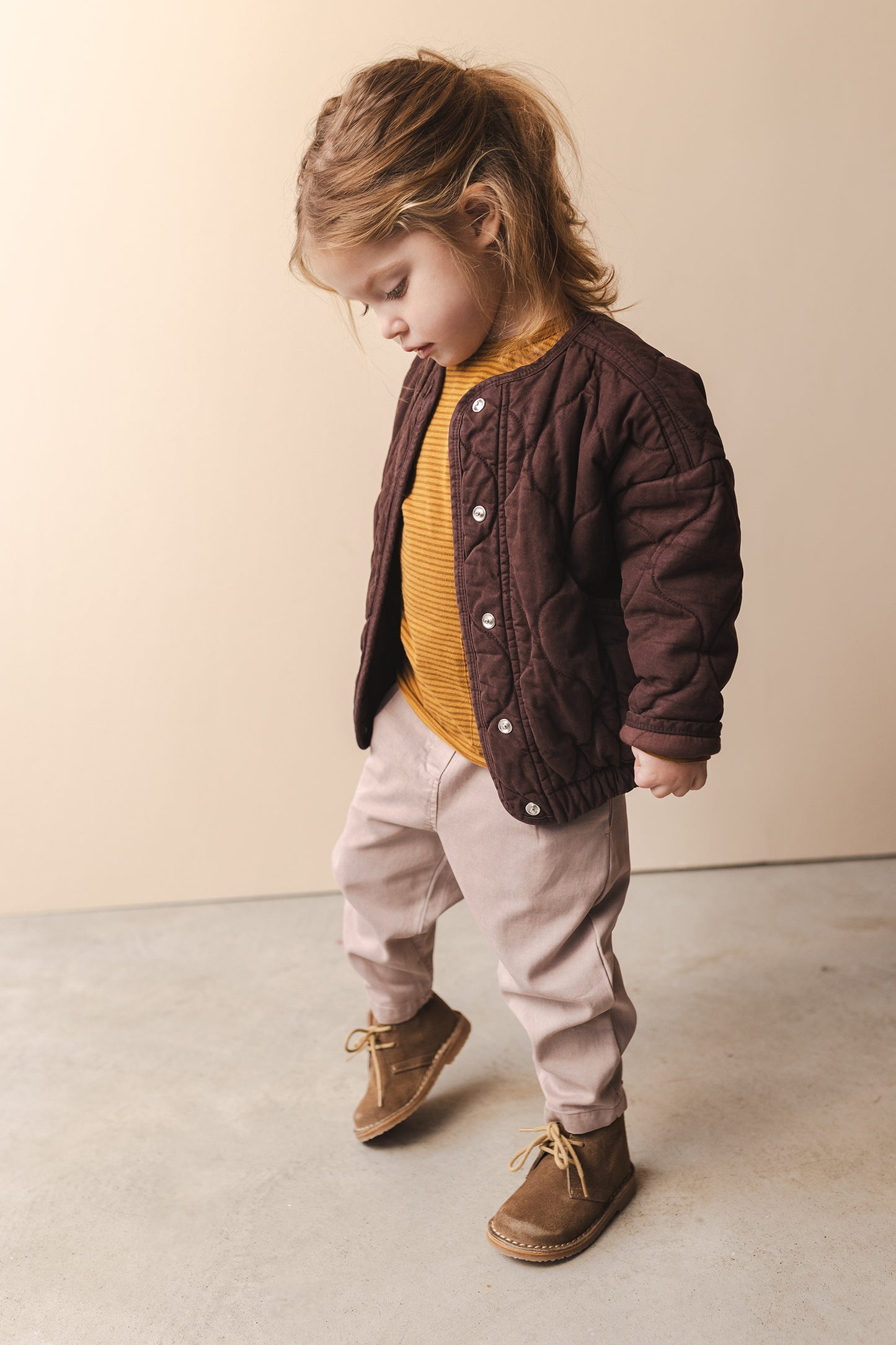 Phil&Phae 有機棉天絲混紡衍縫外套 Quilted Jacket- 深棕 (3Y~6Y)