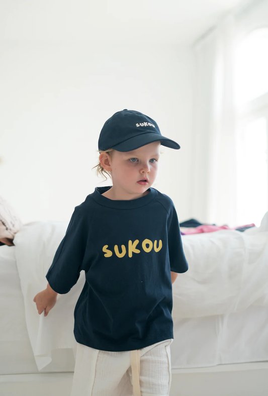 Sukou 純棉Sukou logo 海軍藍短袖T-shirt