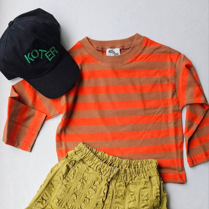 Studio Koter 100%有機棉 Yuki 橘色條紋長袖上衣  ❘ 現貨尺寸: 2Y~7Y
