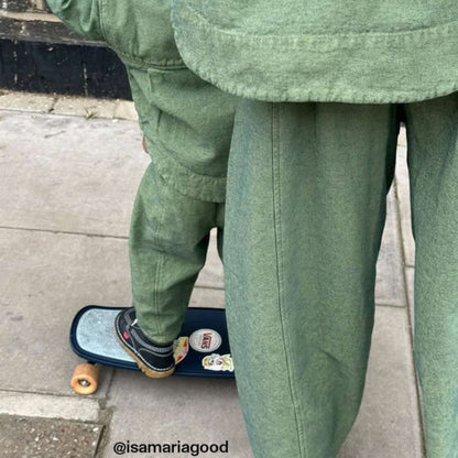 Studio Koter  100%純棉 Manu 薄荷綠丹寧氣球長褲  ❘ 現貨尺寸: 4-5Y & 8-9Y