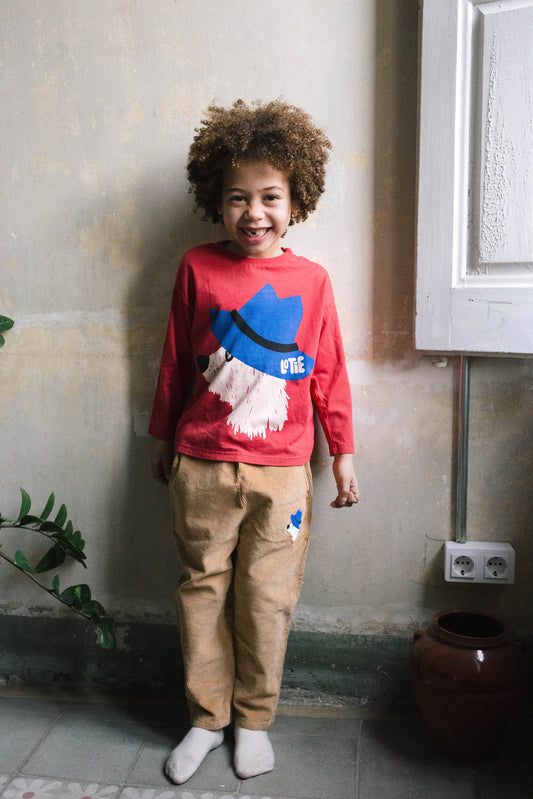 (預購)Lotiekids 100%有機棉薄長袖上衣CHILL DOG RED TSHIRT 2Y~11Y