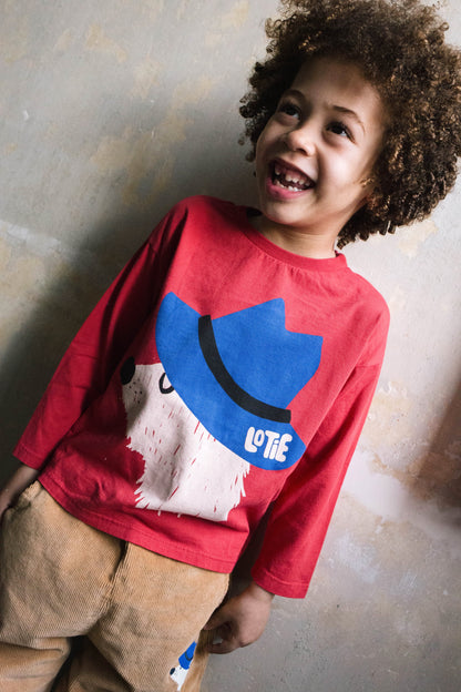 (預購)Lotiekids 100%有機棉薄長袖上衣CHILL DOG RED TSHIRT 2Y~11Y