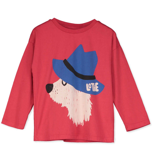 (預購)Lotiekids 100%有機棉薄長袖上衣CHILL DOG RED TSHIRT 2Y~11Y