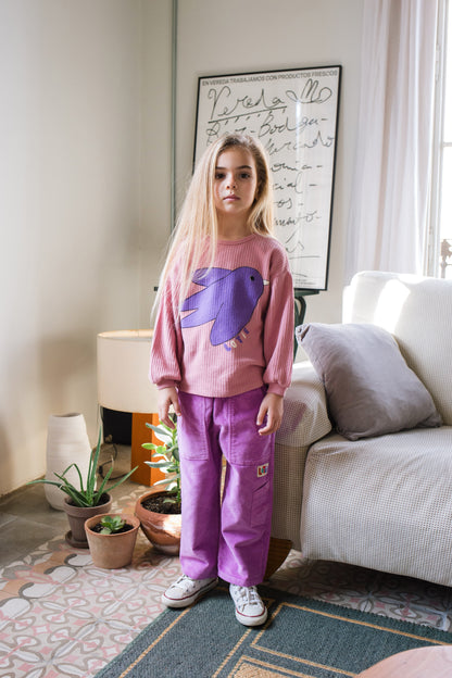 (預購)Lotiekids 100%有機棉薄長袖上衣BIRD TEXTURED ROSE TSHIRT 2Y~11Y