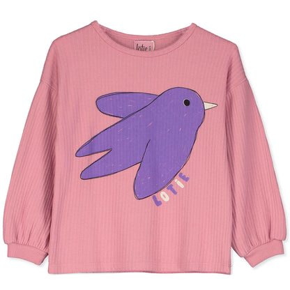 (預購)Lotiekids 100%有機棉薄長袖上衣BIRD TEXTURED ROSE TSHIRT 2Y~11Y