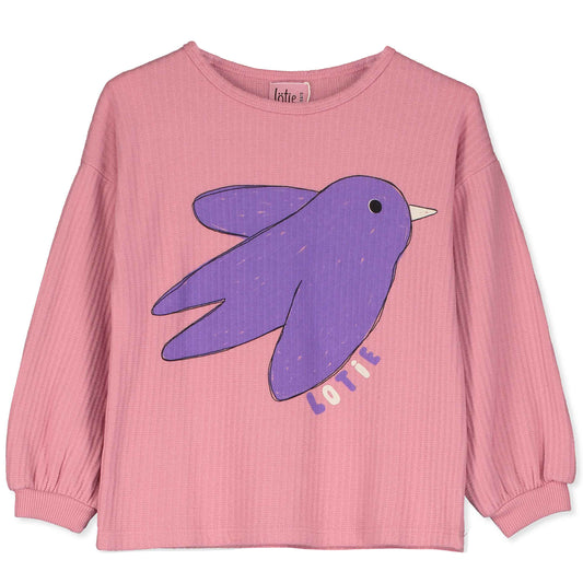 (預購)Lotiekids 100%有機棉薄長袖上衣BIRD TEXTURED ROSE TSHIRT 2Y~11Y