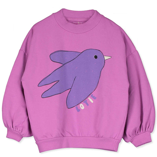 (預購)Lotiekids 有機棉大學T- FLOWING BIRD FUCSIA SWEATSHIRT 2Y~11Y