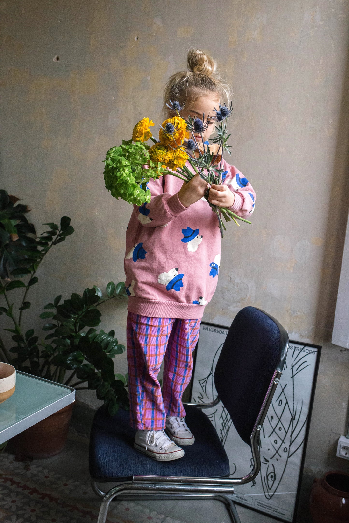 (預購)Lotiekids 有機棉長板大學T - CHILL DOGS ROSE LONG SWEATDRESS  2Y~11Y