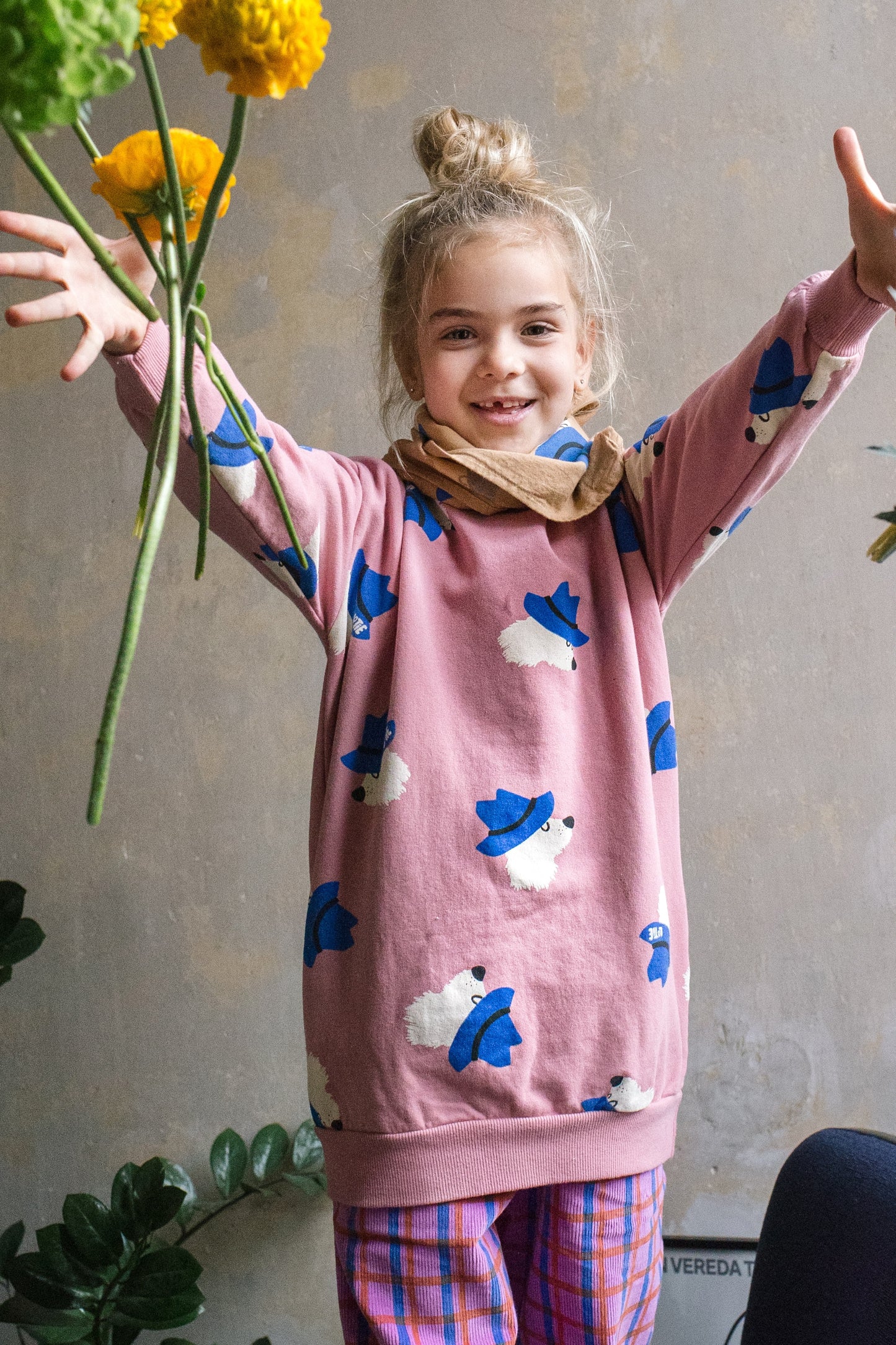 (預購)Lotiekids 有機棉長板大學T - CHILL DOGS ROSE LONG SWEATDRESS  2Y~11Y