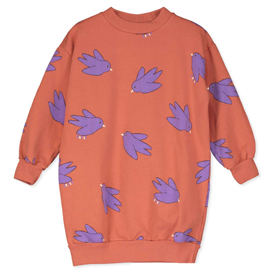 (預購)Lotiekids 有機棉長板大學T -FLOWING BIRDS CLAY  2Y~11Y
