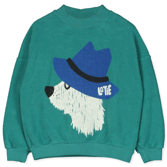 (預購)Lotiekids 100%有機棉毛巾布大學T- CHILL DOG GREEN  2Y~11Y