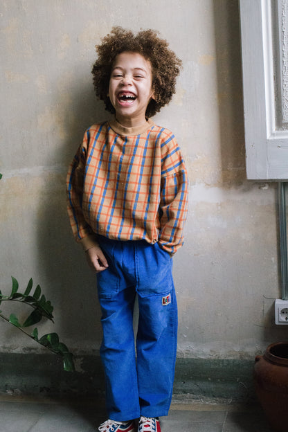 (預購)Lotiekids 有機棉大學T- PLAID PRINT TOASTED  2Y~9Y