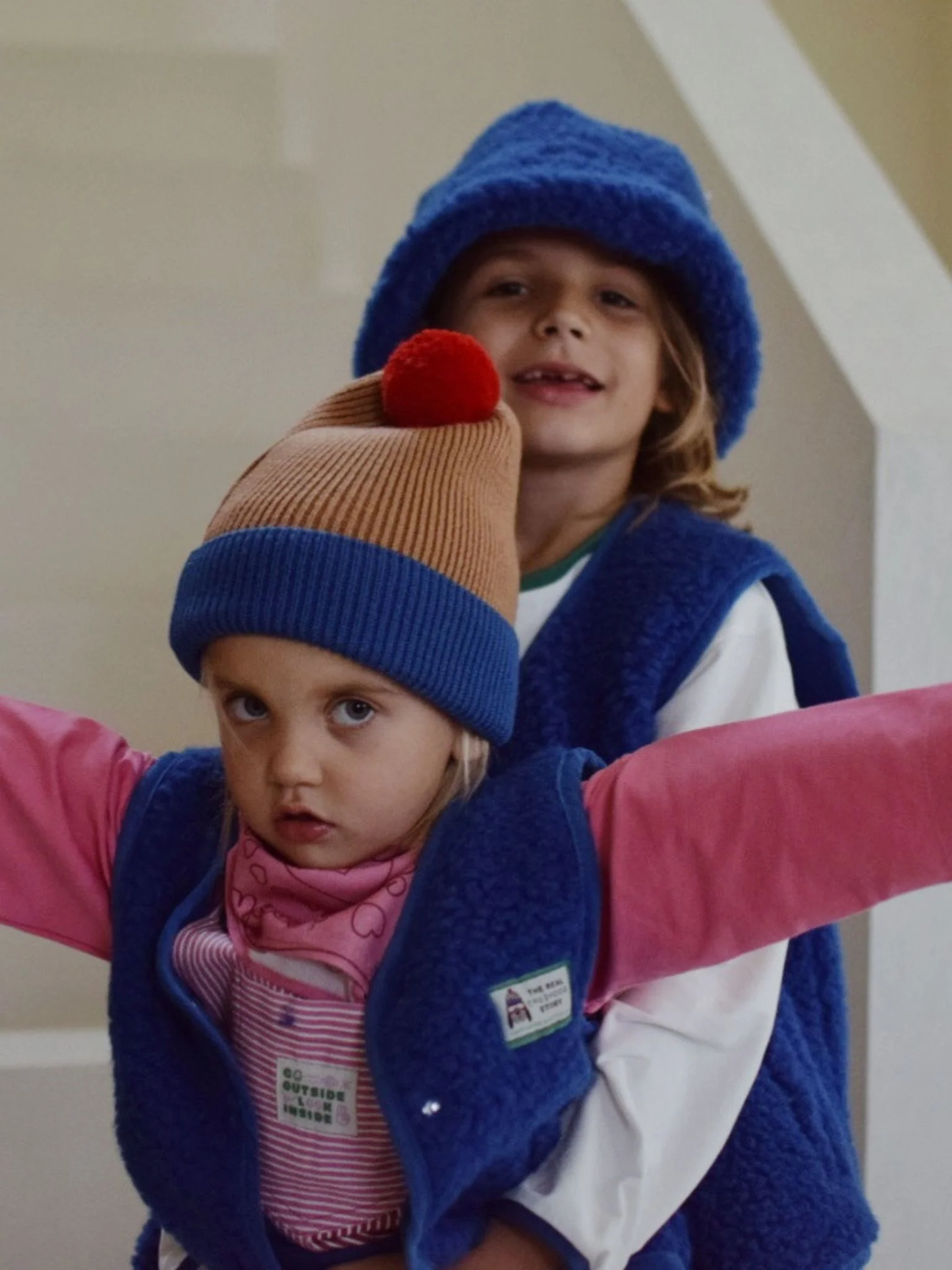 (預購) Happymess 100%美麗諾羊毛背心外套 - Kids in cobalt (1Y~12Y)