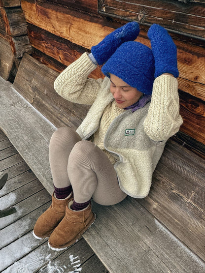 (預購) Happymess 100%美麗諾羊毛泰迪手套- 深藍 1Y ~ 6Y+ & 成人