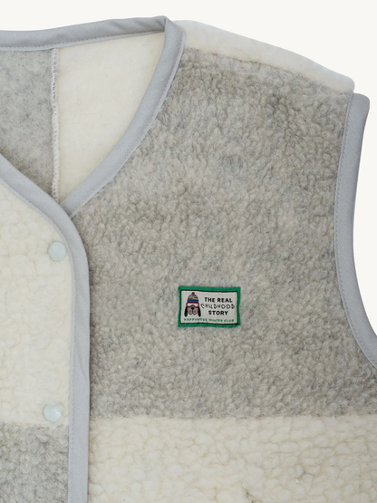 (預購) Happymess 100%美麗諾羊毛背心外套 - Kids in cream & grey (1Y~12Y)