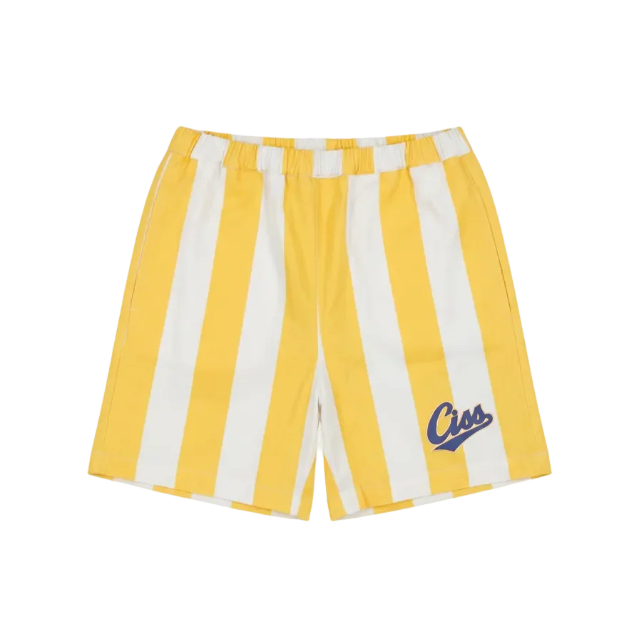COS I SAID SO  100% 純棉 BOLD STRIPE 黃白條紋斜紋短褲 ❘ 現貨尺寸: 6-7Y & 8-9Y