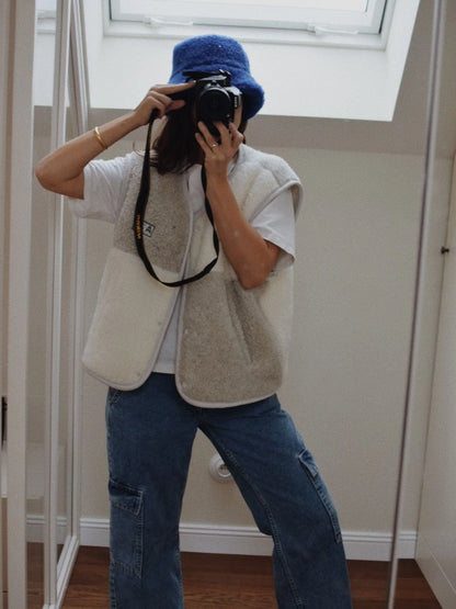 (預購) Happymess 100%美麗諾羊毛背心外套 - adult in cream & grey (XS~XL)