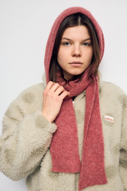 Happymess 成人連帽圍巾 Woolen Hood with Scarf - dusty rose (單一尺寸)