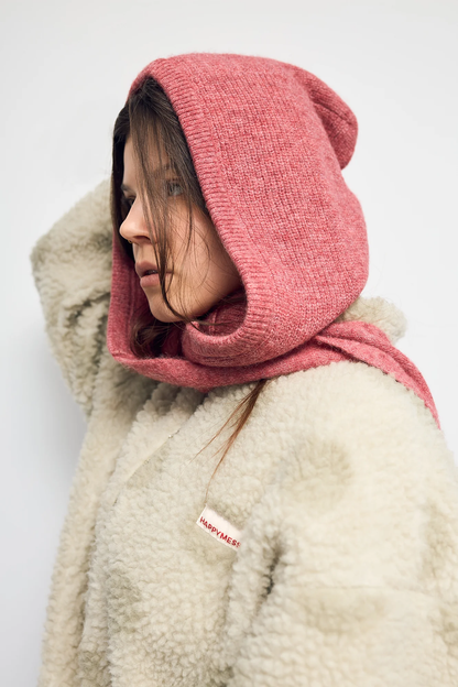 Happymess 成人連帽圍巾 Woolen Hood with Scarf - dusty rose (單一尺寸)