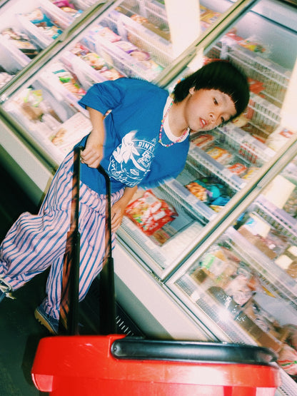 Dinky Circus 大胃王熱狗挑戰賽印花寬鬆短袖 t-shirt - 航海藍  ❘ 現貨尺寸: 2Y~9Y