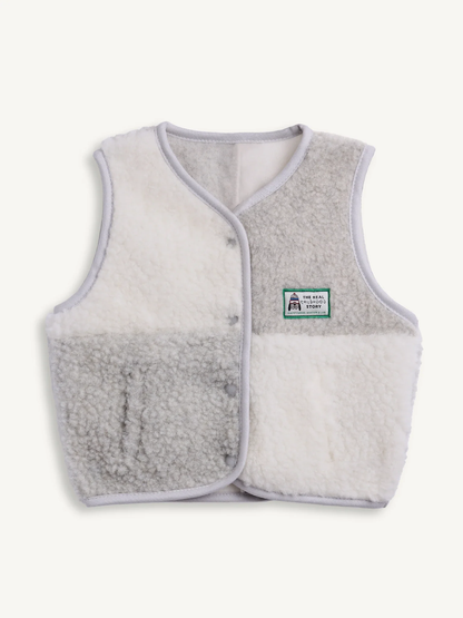 (預購) Happymess 100%美麗諾羊毛背心外套 - Kids in cream & grey (1Y~12Y)