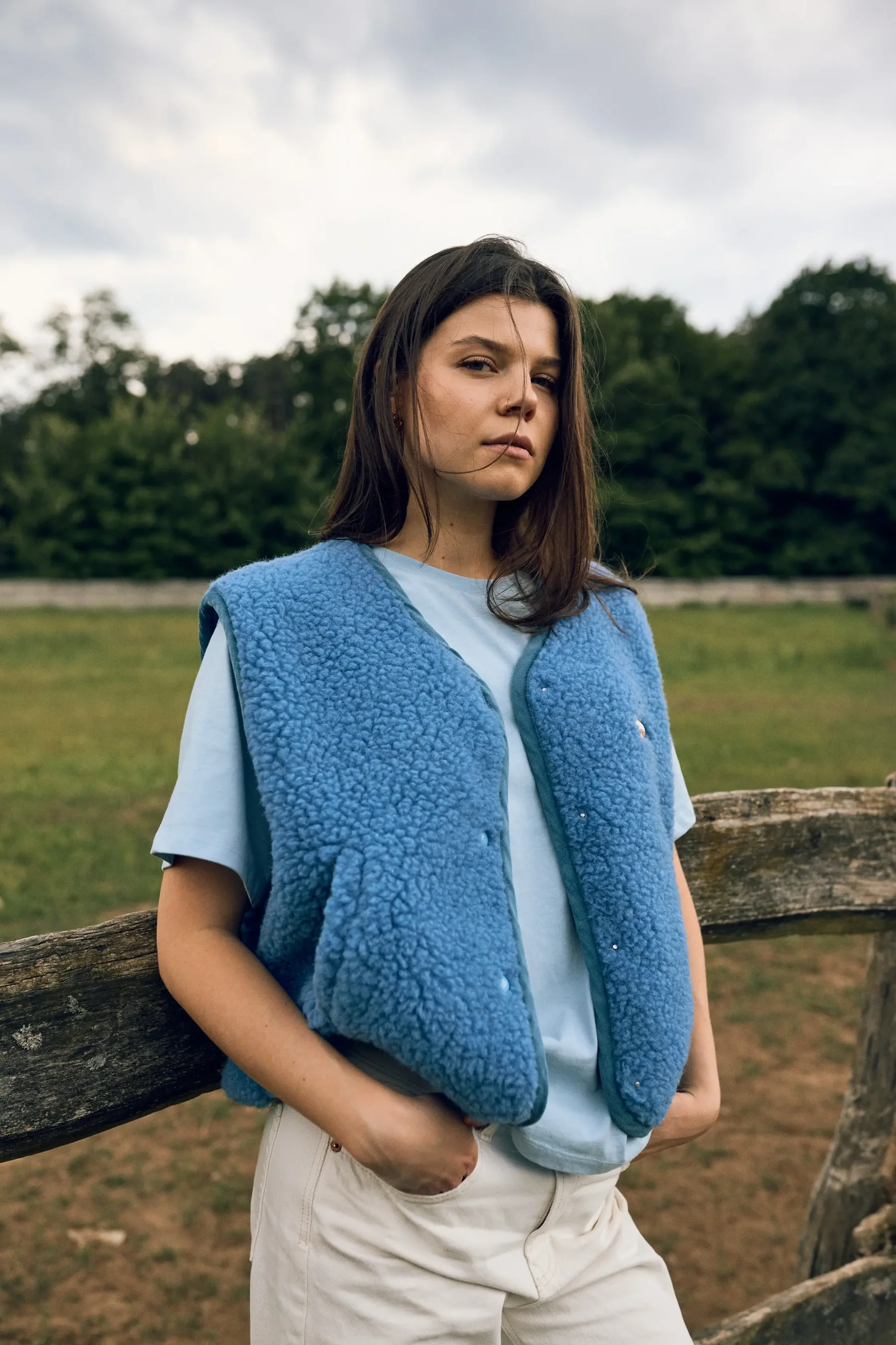 (預購) Happymess 100%美麗諾羊毛背心外套 - adult in ice blue  (XS~XL)