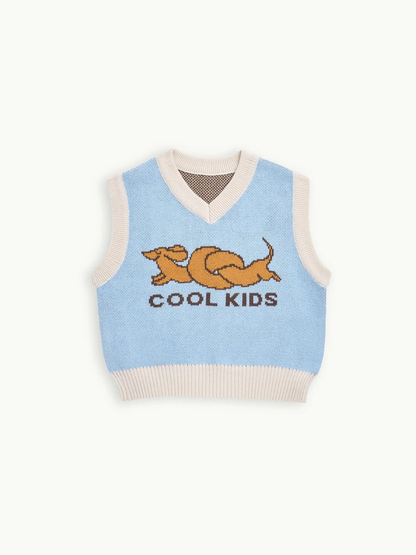 (預購) Happymess 100%有機棉針織背心 - 小臘腸狗 1Y~8Y