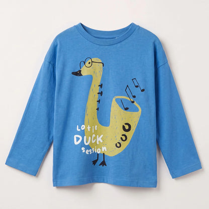Lotiekids 有機棉"鴨子音樂會"薄長袖 T-shirt ❘ 現貨尺寸：2Y~7Y
