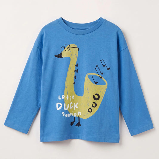 Lotiekids 有機棉"鴨子音樂會"薄長袖 T-shirt ❘ 現貨尺寸：2Y~7Y