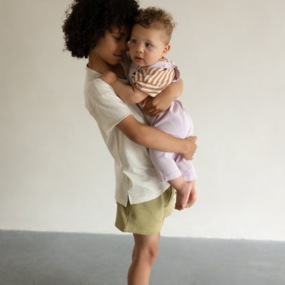 Phil & Phae 🌙 有機棉混麻寬鬆短袖上衣 (Vintage Wash)  ❘ 現貨尺寸: 3Y~8Y