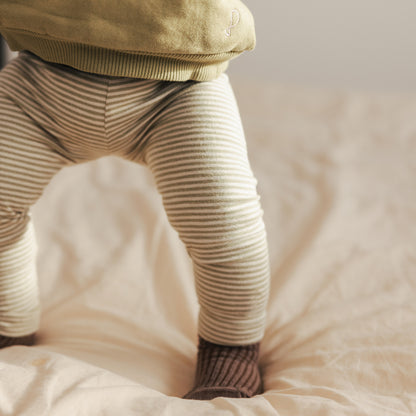 Phil & Phae 有機棉細條紋 Leggings - soft moss stripes  ❘ 現貨尺寸: 2Y~5Y